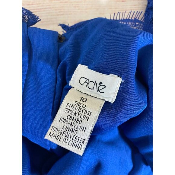 Cache Women's Blue Half Sleeve Lace Cocktail Dress - 10 - Picture 11 of 13